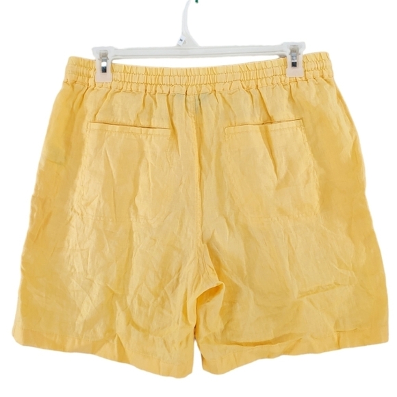 Ralph Lauren Linen 7” Shorts Womens 14 (33-35x7) Yellow Pull On Drawstring - Picture 4 of 8